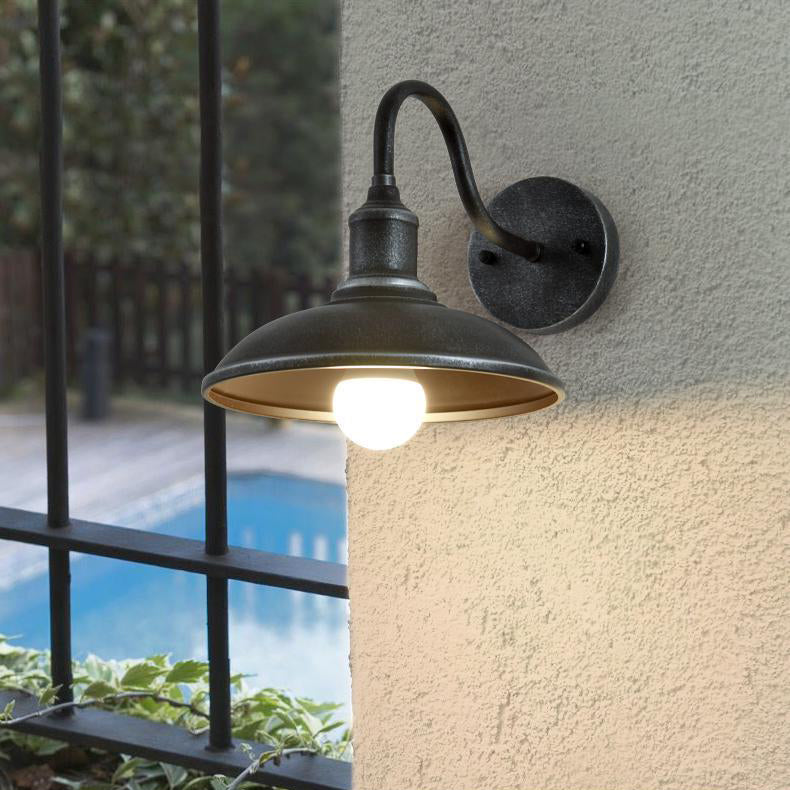 Round Shape Curved Rod Iron Shade 1-Light Wall Sconce Lamp