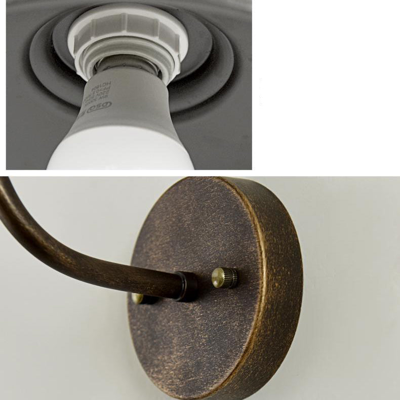 Round Shape Curved Rod Iron Shade 1-Light Wall Sconce Lamp