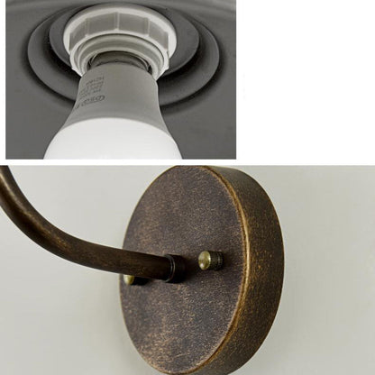 Round Shape Curved Rod Iron Shade 1-Light Wall Sconce Lamp