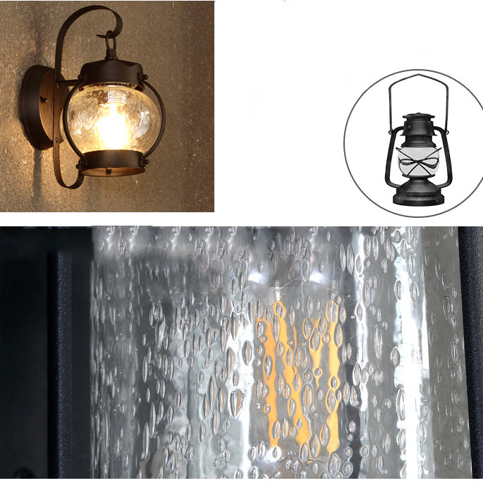 Round Aluminum Frame Glass Shade 1-Light Wall Sconce Lamp