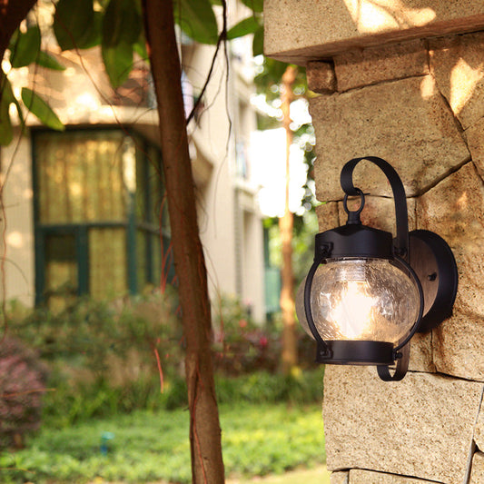 Round Aluminum Frame Glass Shade 1-Light Wall Sconce Lamp