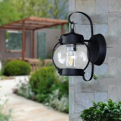 Round Aluminum Frame Glass Shade 1-Light Wall Sconce Lamp