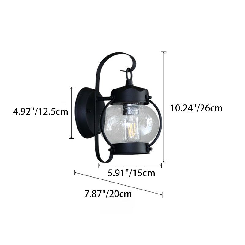 Round Aluminum Frame Glass Shade 1-Light Wall Sconce Lamp