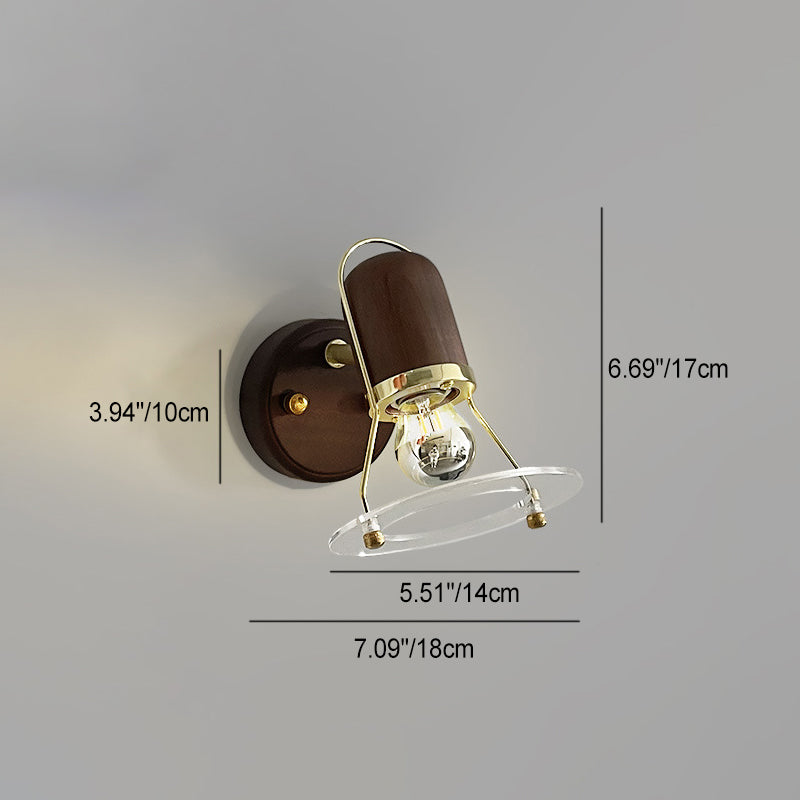 Cylinder Horn Shape Iron Wood 1-Light Wall Sconce Lamp