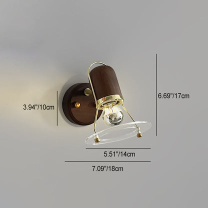 Cylinder Horn Shape Iron Wood 1-Light Wall Sconce Lamp