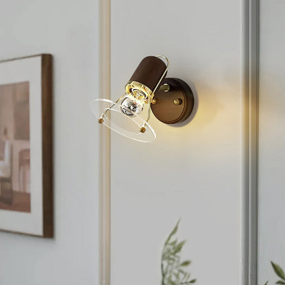 Cylinder Horn Shape Iron Wood 1-Light Wall Sconce Lamp