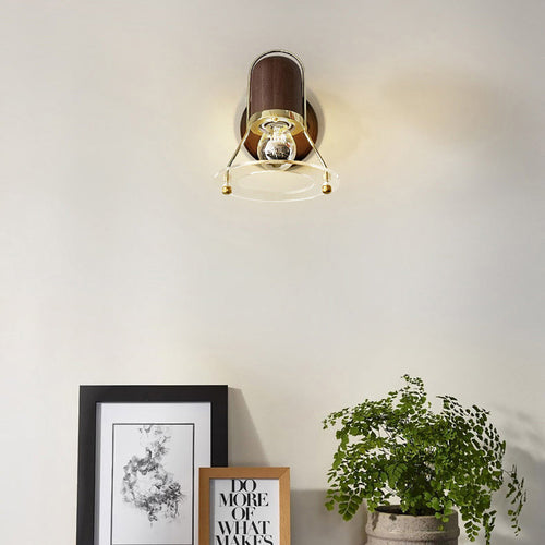 Cylinder Horn Shape Iron Wood 1-Light Wall Sconce Lamp