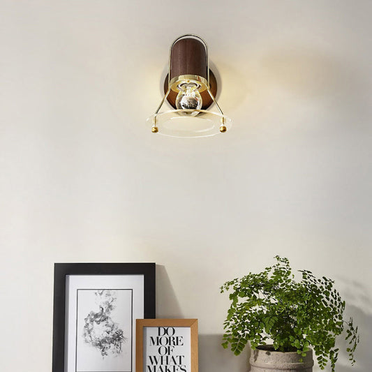 Cylinder Horn Shape Iron Wood 1-Light Wall Sconce Lamp