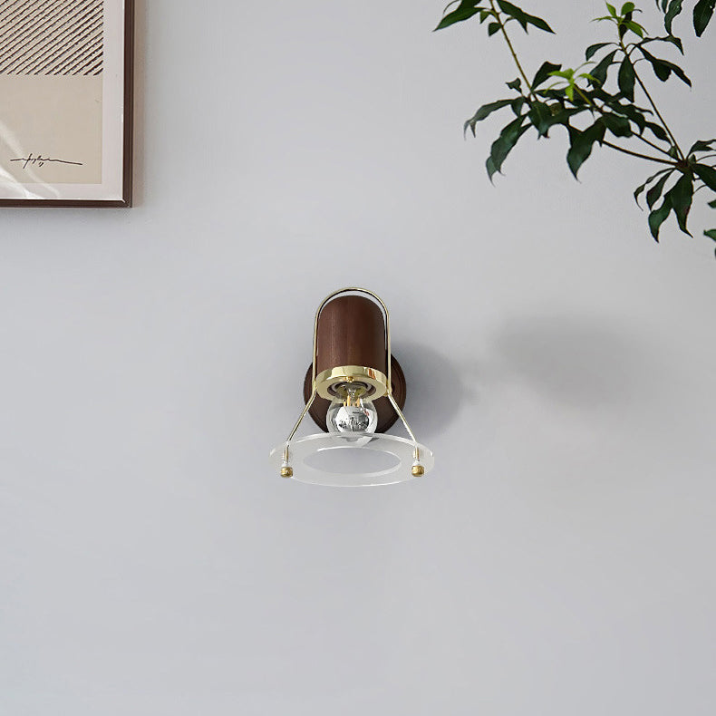 Cylinder Horn Shape Iron Wood 1-Light Wall Sconce Lamp