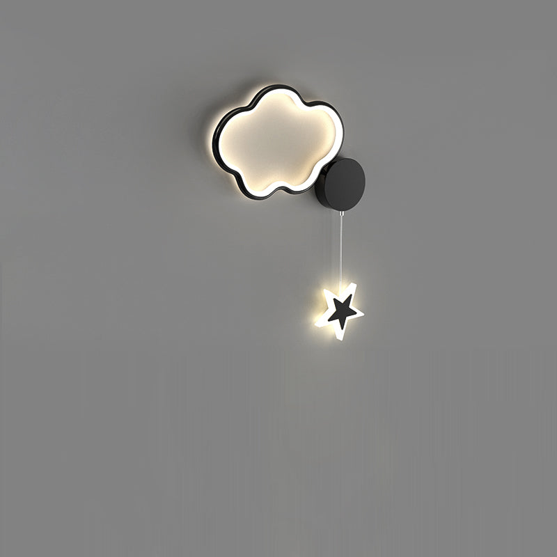 Deco Clouds Moon Iron Aluminum Acrylic LED Wall Sconce Lamp