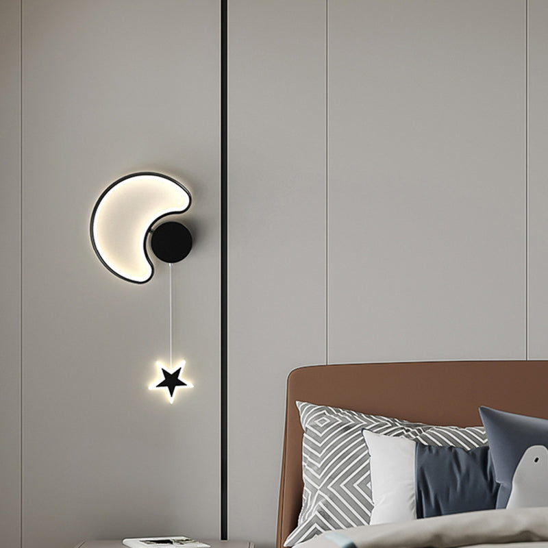 Deco Clouds Moon Iron Aluminum Acrylic LED Wall Sconce Lamp