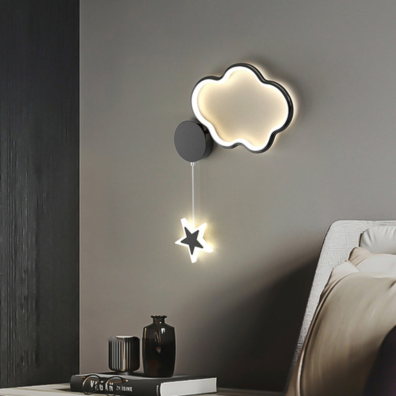 Deco Clouds Moon Iron Aluminum Acrylic LED Wall Sconce Lamp