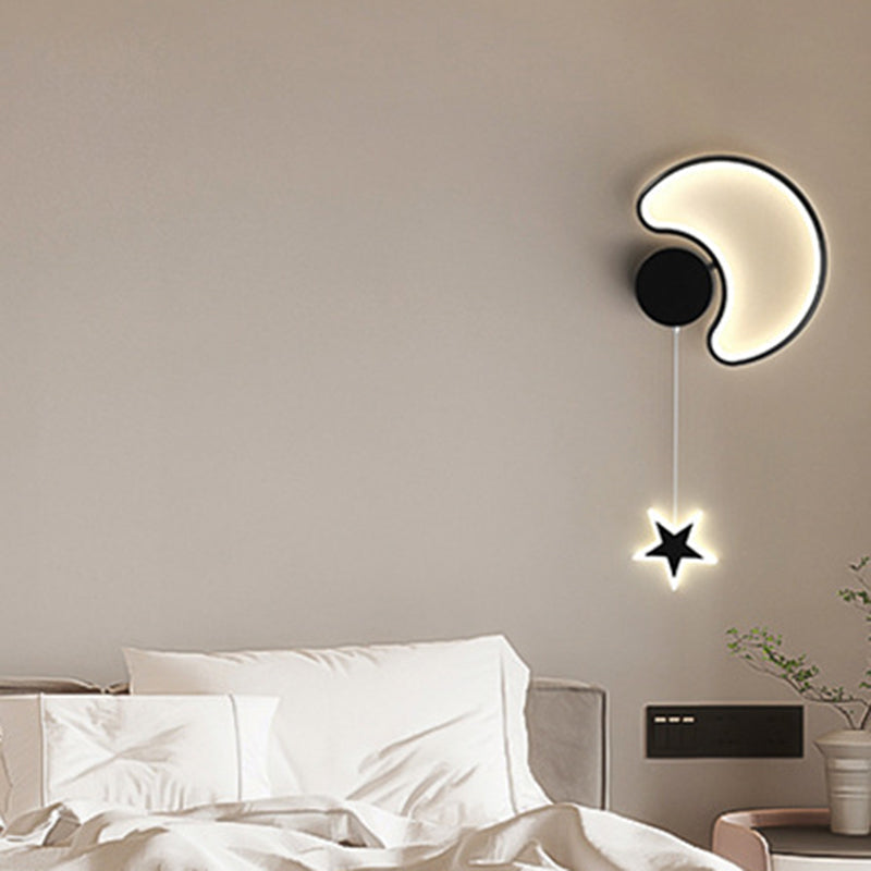 Deco Clouds Moon Iron Aluminum Acrylic LED Wall Sconce Lamp