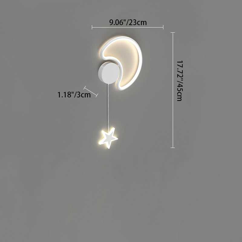 Deco Clouds Moon Iron Aluminum Acrylic LED Wall Sconce Lamp