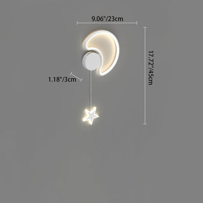 Deco Clouds Moon Iron Aluminum Acrylic LED Wall Sconce Lamp