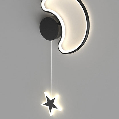 Deco Clouds Moon Iron Aluminum Acrylic LED Wall Sconce Lamp