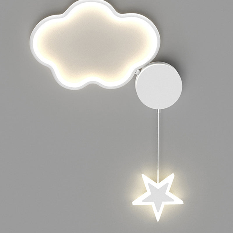 Deco Clouds Moon Iron Aluminum Acrylic LED Wall Sconce Lamp