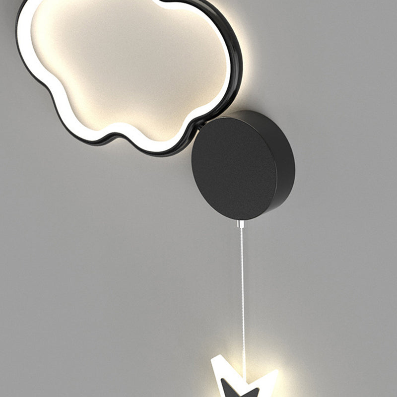 Deco Clouds Moon Iron Aluminum Acrylic LED Wall Sconce Lamp