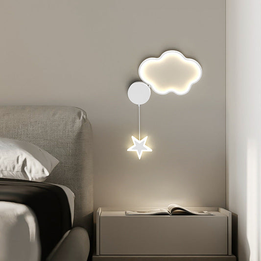 Deco Clouds Moon Iron Aluminum Acrylic LED Wall Sconce Lamp