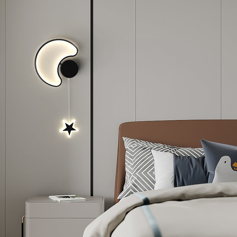 Deco Clouds Moon Iron Aluminum Acrylic LED Wall Sconce Lamp