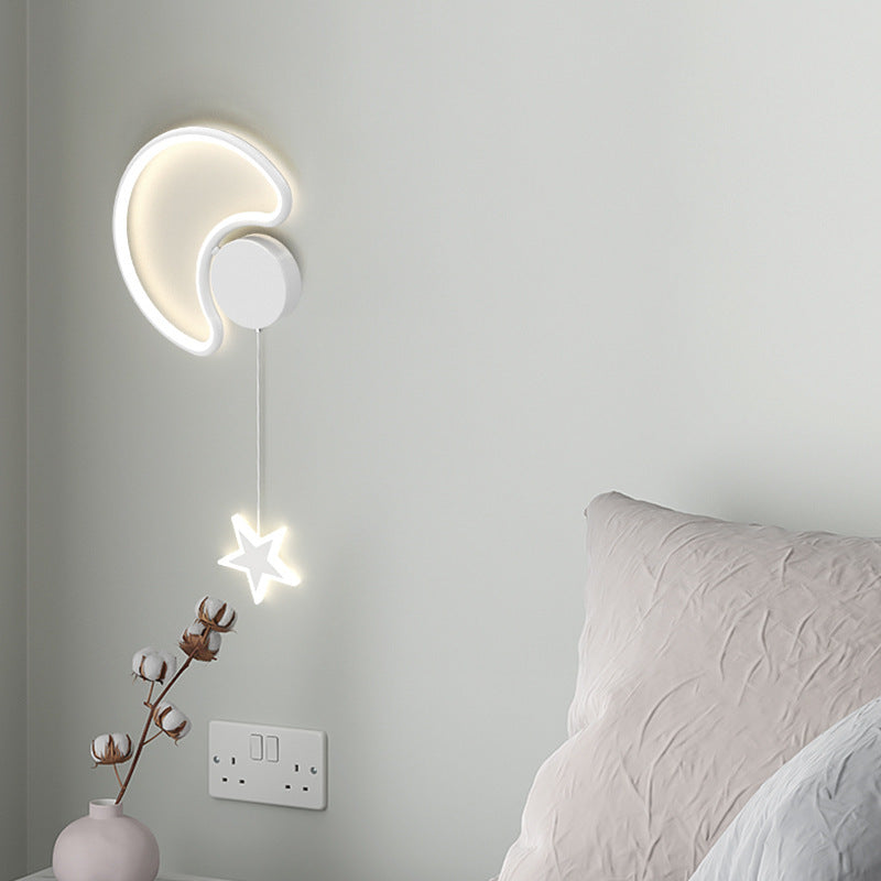 Deco Clouds Moon Iron Aluminum Acrylic LED Wall Sconce Lamp