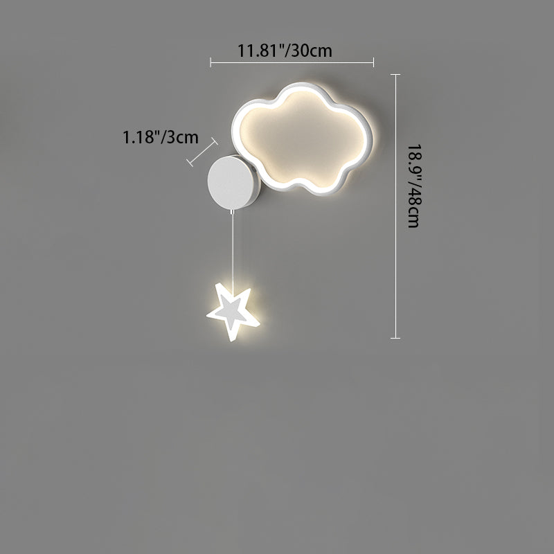Deco Clouds Moon Iron Aluminum Acrylic LED Wall Sconce Lamp