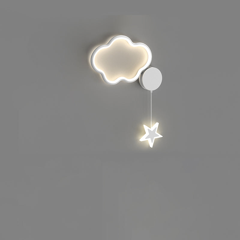 Deco Clouds Moon Iron Aluminum Acrylic LED Wall Sconce Lamp
