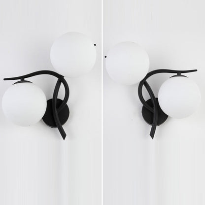 Curved Glass Shade Hardware Frame 2-Light Wall Sconce Lamp