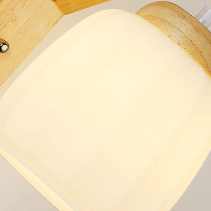 Tripod Fabric Glass Shade Wood 1-Light Wall Sconce Lamp