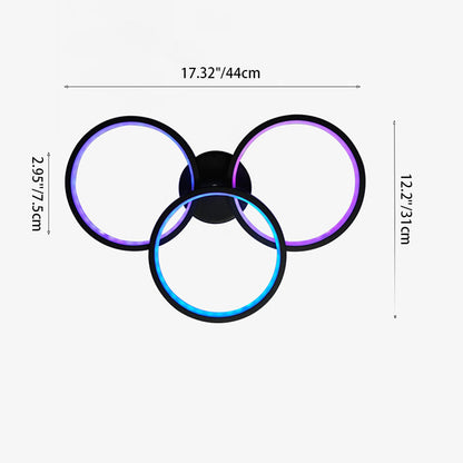 Modern Art Deco Triple Circle PC Shade LED Wall Sconce Lamp