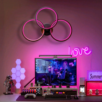 Modern Art Deco Triple Circle PC Shade LED Wall Sconce Lamp