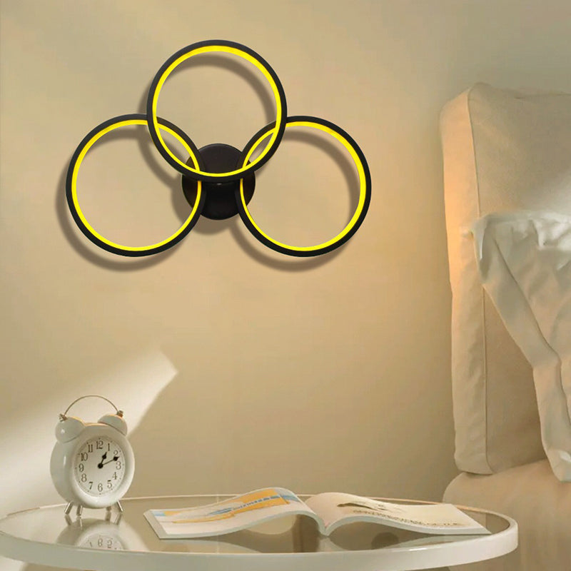 Modern Art Deco Triple Circle PC Shade LED Wall Sconce Lamp
