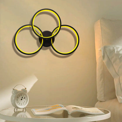 Modern Art Deco Triple Circle PC Shade LED Wall Sconce Lamp