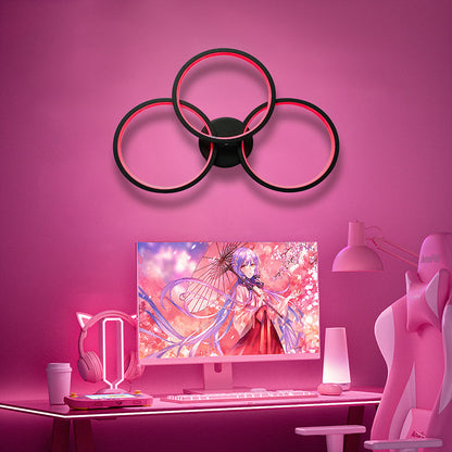 Modern Art Deco Triple Circle PC Shade LED Wall Sconce Lamp