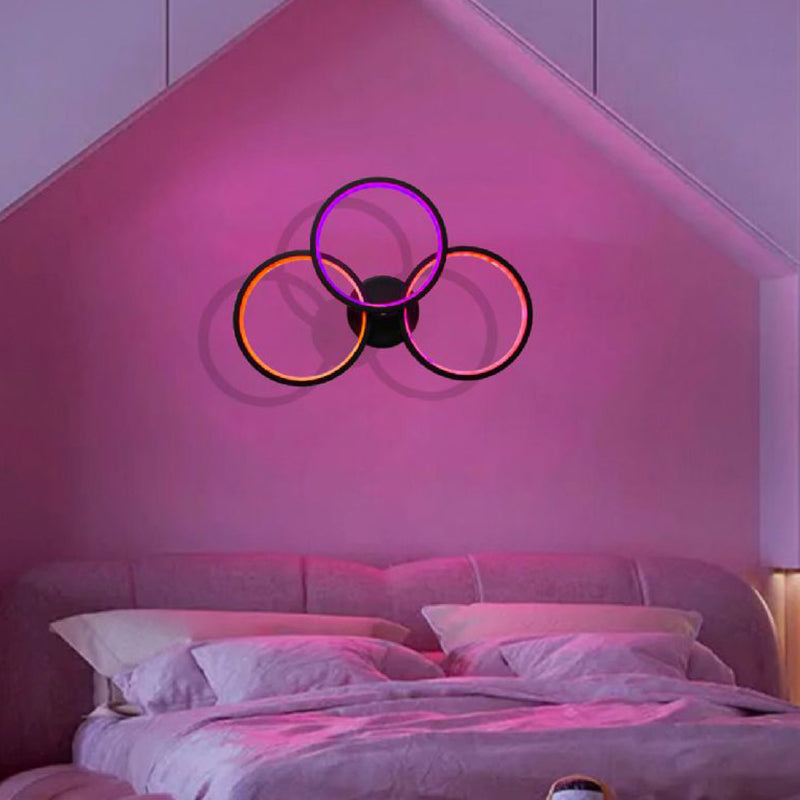 Modern Art Deco Triple Circle PC Shade LED Wall Sconce Lamp