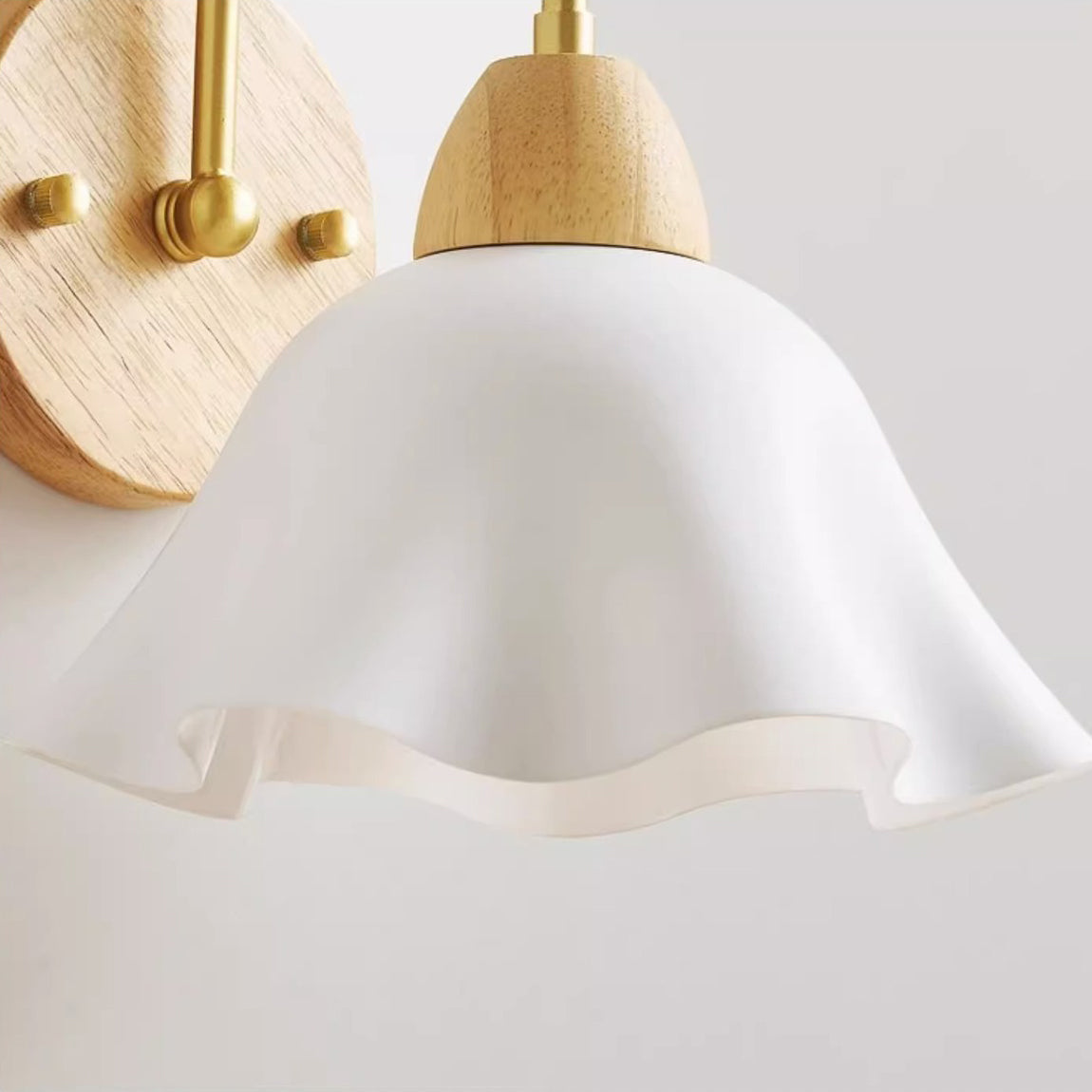 Flower Acrylic Shade Wood Frame 1-Light Wall Sconce Lamp