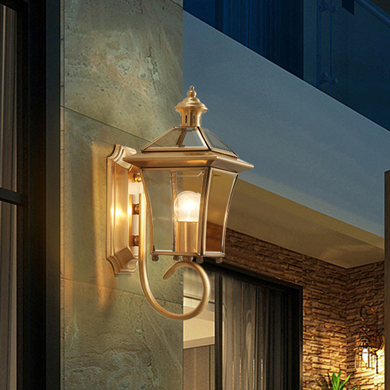 Quadrangle Frame Glass Shade 1-Light Wall Sconce Lamp