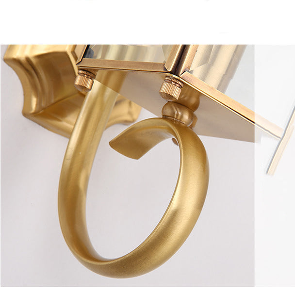 Quadrangle Frame Glass Shade 1-Light Wall Sconce Lamp