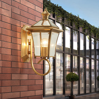 Quadrangle Frame Glass Shade 1-Light Wall Sconce Lamp