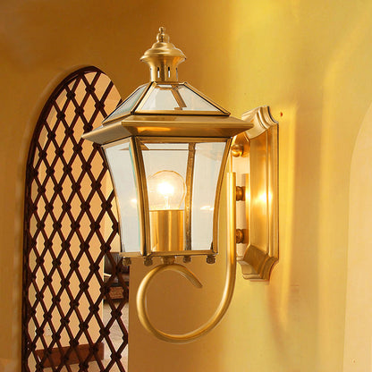 Quadrangle Frame Glass Shade 1-Light Wall Sconce Lamp