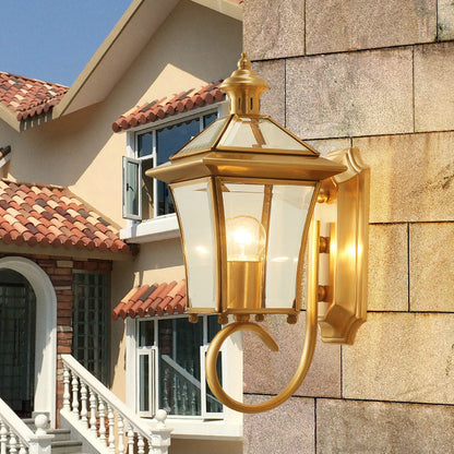 Quadrangle Frame Glass Shade 1-Light Wall Sconce Lamp