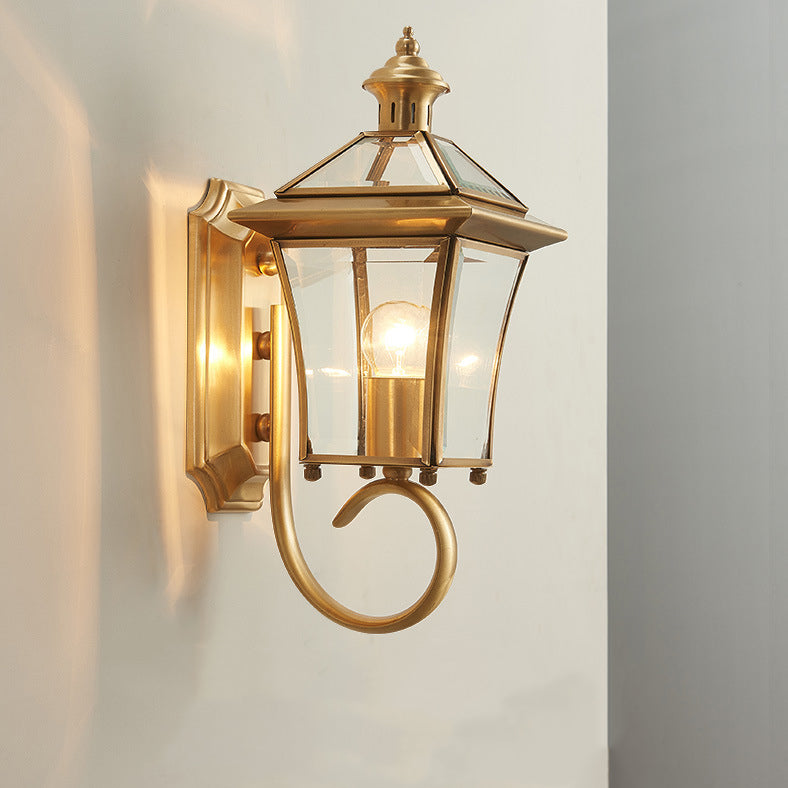 Quadrangle Frame Glass Shade 1-Light Wall Sconce Lamp