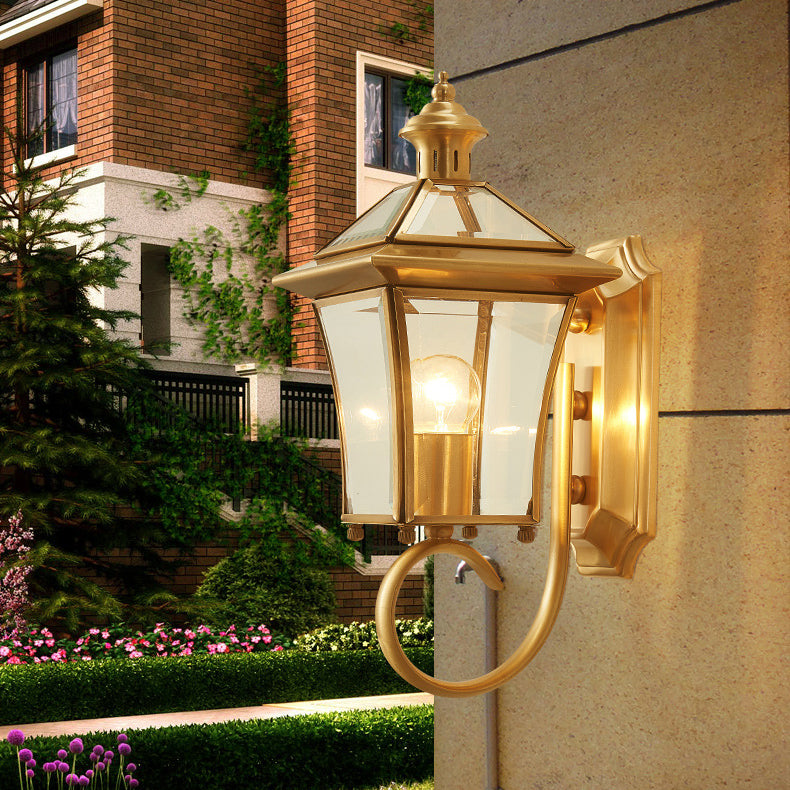 Quadrangle Frame Glass Shade 1-Light Wall Sconce Lamp