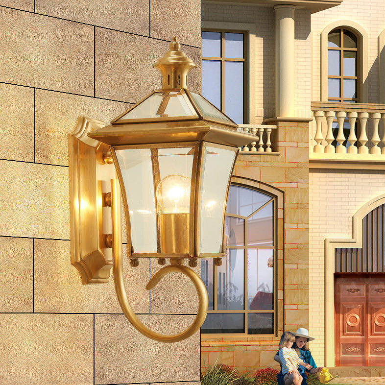 Quadrangle Frame Glass Shade 1-Light Wall Sconce Lamp