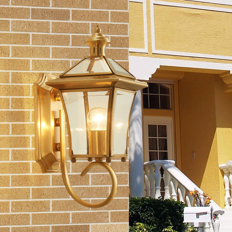 Quadrangle Frame Glass Shade 1-Light Wall Sconce Lamp
