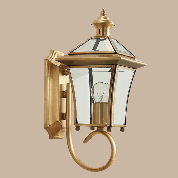 Quadrangle Frame Glass Shade 1-Light Wall Sconce Lamp