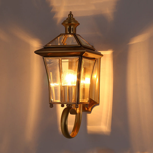 Quadrangle Frame Glass Shade 1-Light Wall Sconce Lamp