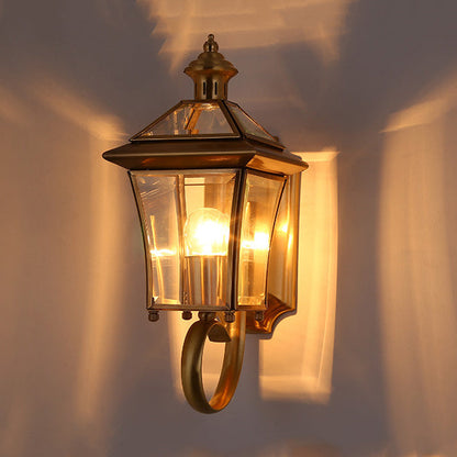 Quadrangle Frame Glass Shade 1-Light Wall Sconce Lamp