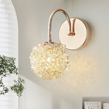 Luxury Crystal Orb Hardware Frame 1-Light Wall Sconce Lamp