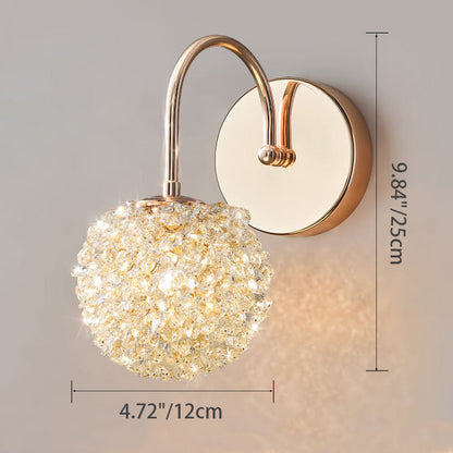 Luxury Crystal Orb Hardware Frame 1-Light Wall Sconce Lamp